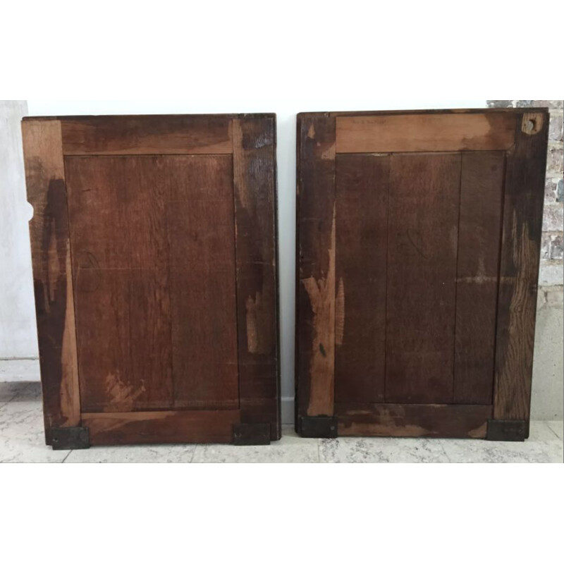 Pair of vintage sliding oak doors