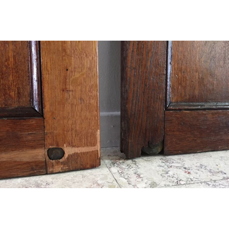 Paire de portes coulissantes vintage en chêne