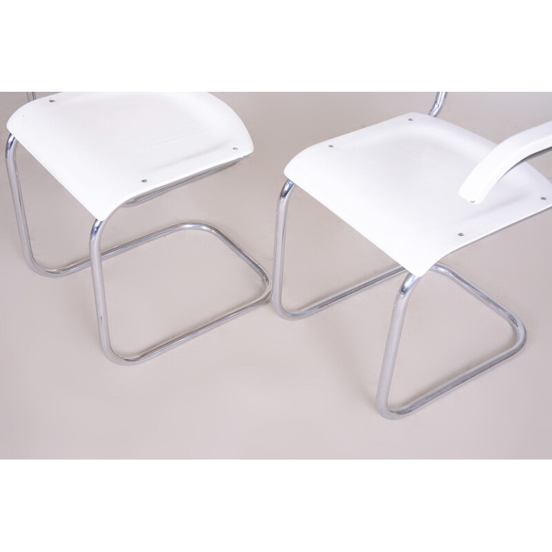 Pair of vintage white chairs and stool by Mart Stam for Mucke Melder, 1930s