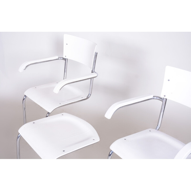 Pair of vintage white chairs and stool by Mart Stam for Mucke Melder, 1930s