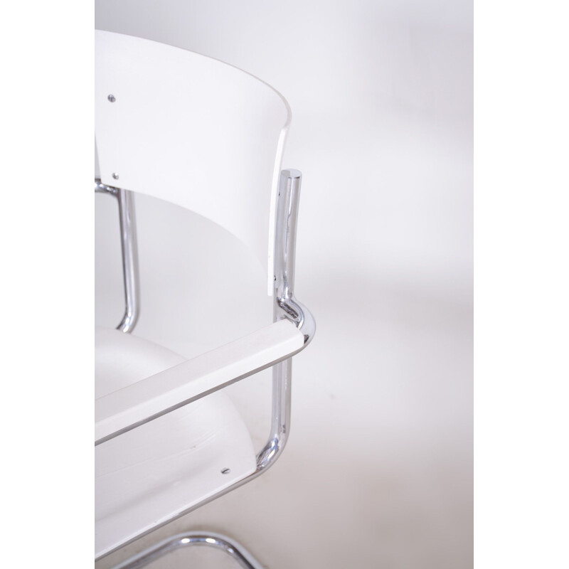 Pair of vintage white chairs and stool by Mart Stam for Mucke Melder, 1930s