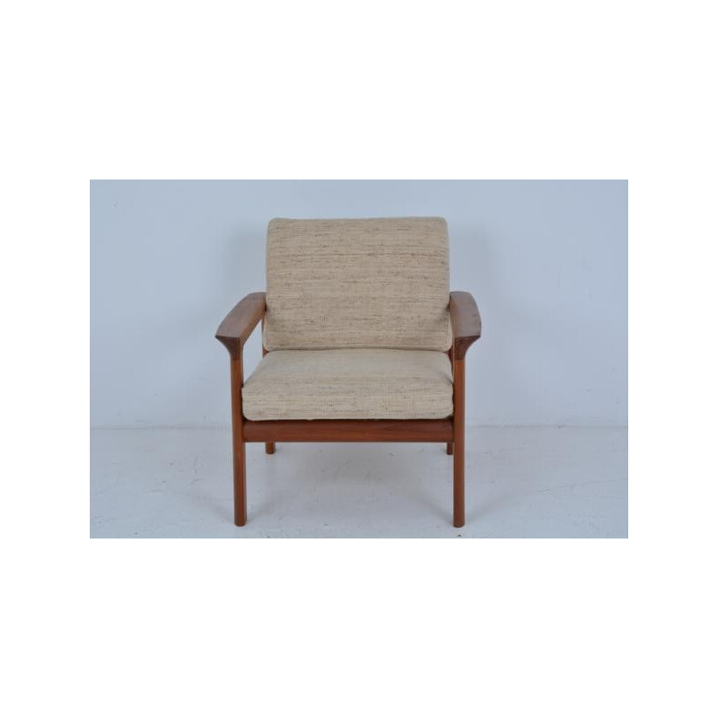 Scandinavian armchair in teak and fabric - 1960s