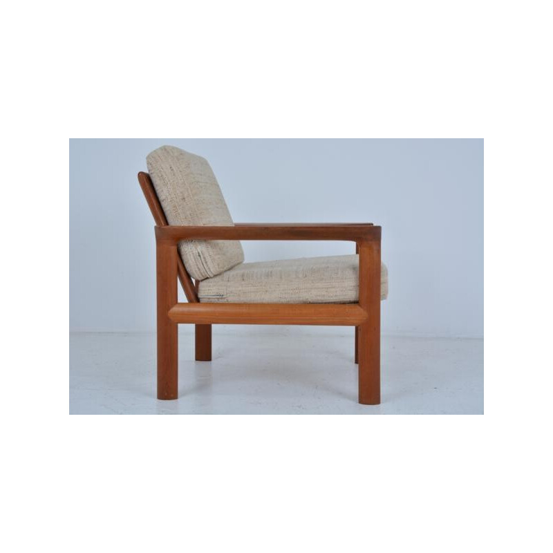 Scandinavian armchair in teak and fabric - 1960s