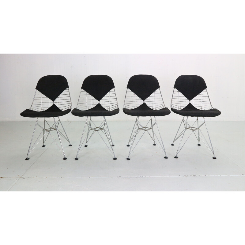 Set of 4 vintage "Dkr-2" wire chairs by Eames for Herman Miller, 1960