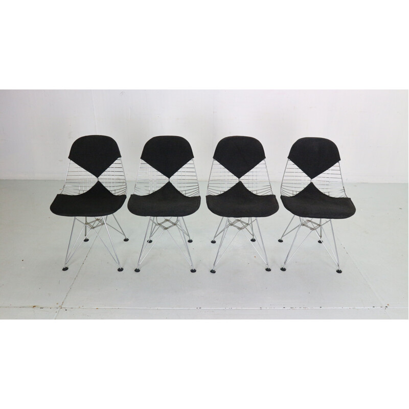 Conjunto de 4 cadeiras de arame "Dkr-2" vintage da Eames para Herman Miller, 1960