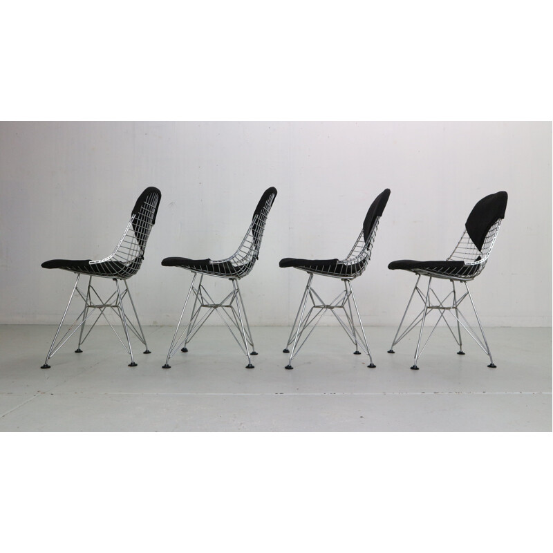 Set of 4 vintage "Dkr-2" wire chairs by Eames for Herman Miller, 1960