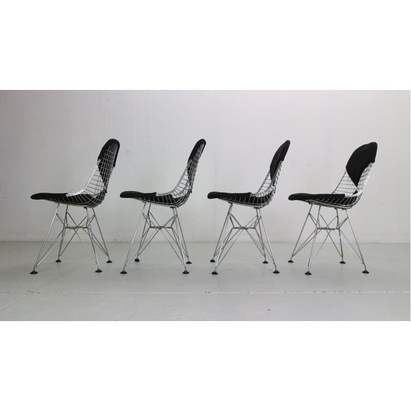 Satz von 4 Vintage-Stühlen "Dkr-2" aus Metalldraht von Eames für Herman Miller, 1960