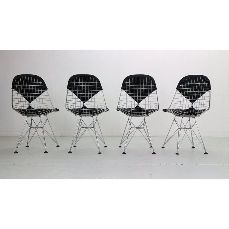 Set of 4 vintage "Dkr-2" wire chairs by Eames for Herman Miller, 1960
