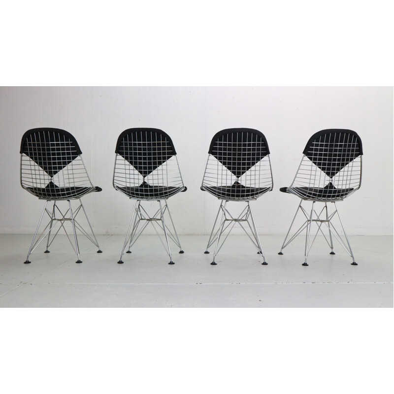 Set di 4 sedie vintage in filo metallico "Dkr-2" di Eames per Herman Miller, 1960