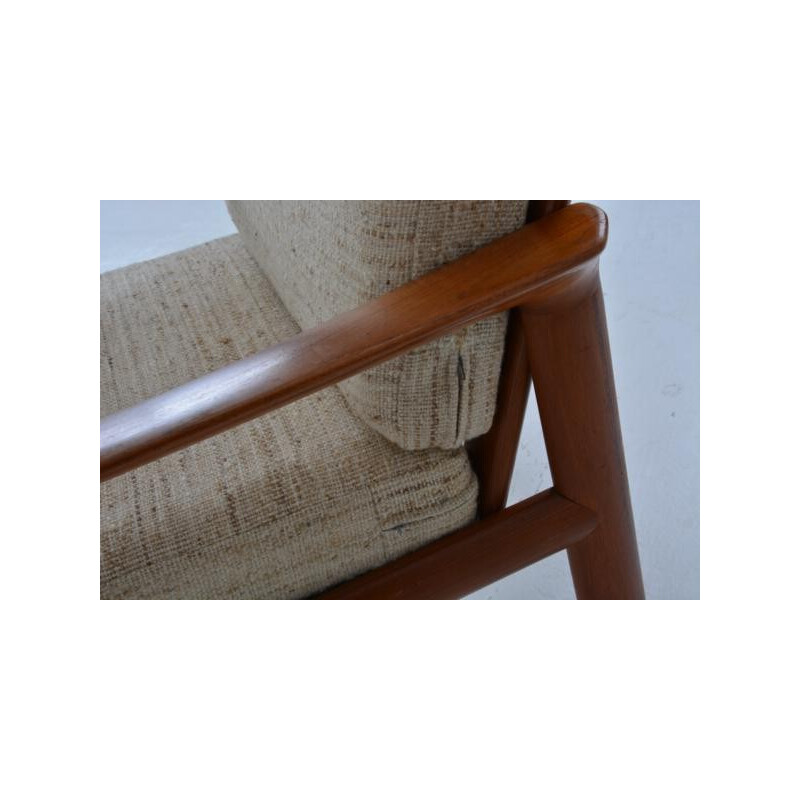 Scandinavian armchair in teak and fabric - 1960s