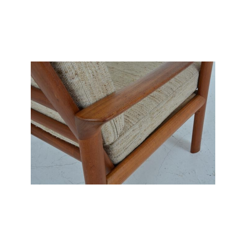 Scandinavian armchair in teak and fabric - 1960s