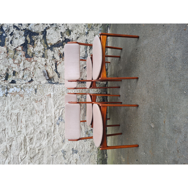 Ensemble de 4 chaises vintage modèle 49 en teck par Erik Buch pour Oddense
