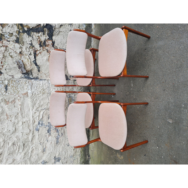 Set of 4 vintage model 49 teak dining chairs by Erik Buch for Oddense