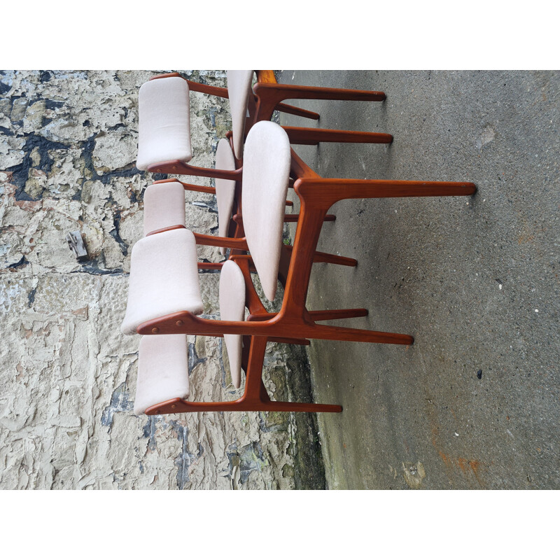 Set of 4 vintage model 49 teak dining chairs by Erik Buch for Oddense