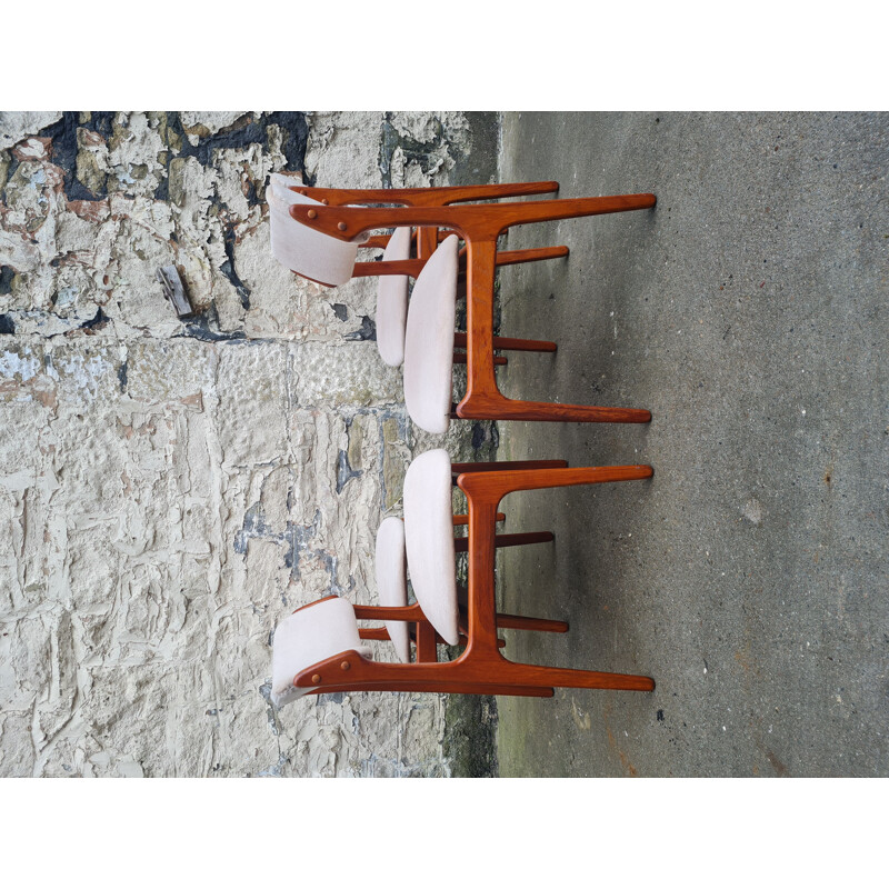 Set of 4 vintage model 49 teak dining chairs by Erik Buch for Oddense