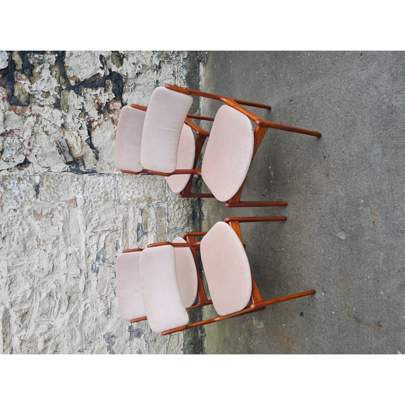 Set of 4 vintage model 49 teak dining chairs by Erik Buch for Oddense