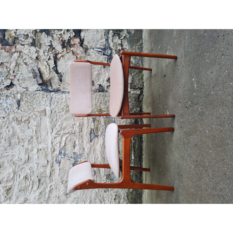 Ensemble de 4 chaises vintage modèle 49 en teck par Erik Buch pour Oddense