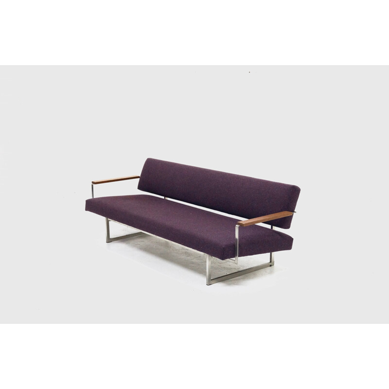 Dutch Gelderland "Lotus 25" daybed in metal and purple fabric, Rob PARRY - 1950s