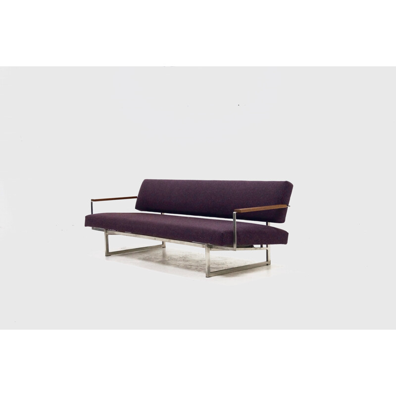 Dutch Gelderland "Lotus 25" daybed in metal and purple fabric, Rob PARRY - 1950s