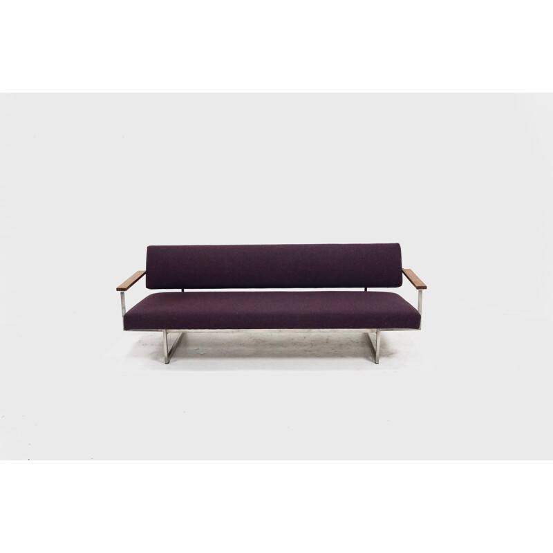 Dutch Gelderland "Lotus 25" daybed in metal and purple fabric, Rob PARRY - 1950s