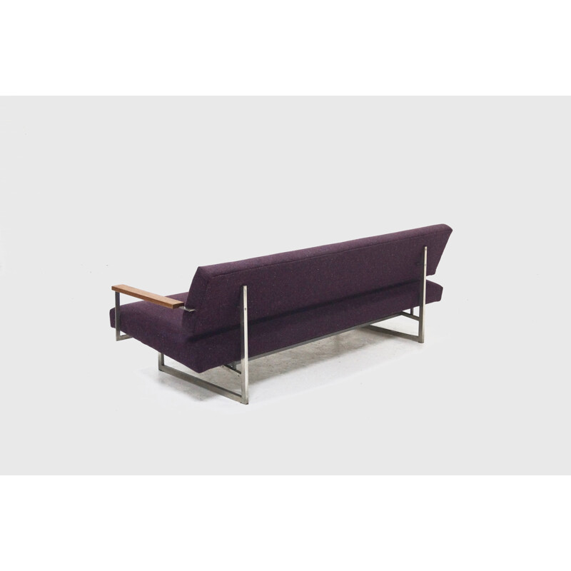 Dutch Gelderland "Lotus 25" daybed in metal and purple fabric, Rob PARRY - 1950s