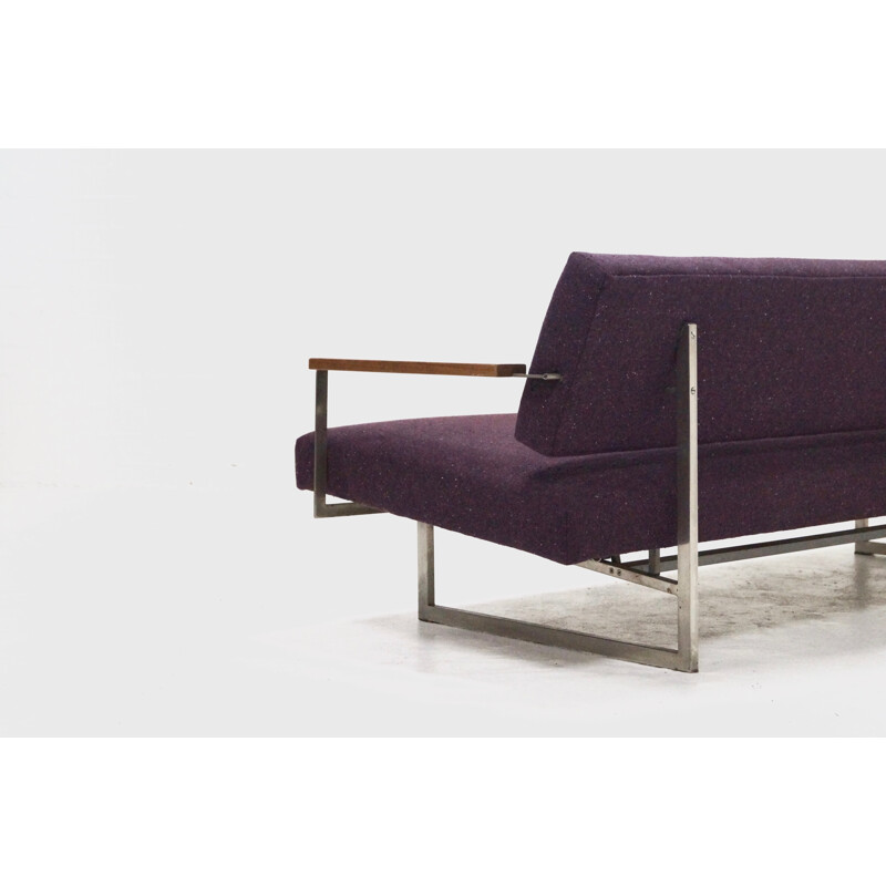 Dutch Gelderland "Lotus 25" daybed in metal and purple fabric, Rob PARRY - 1950s