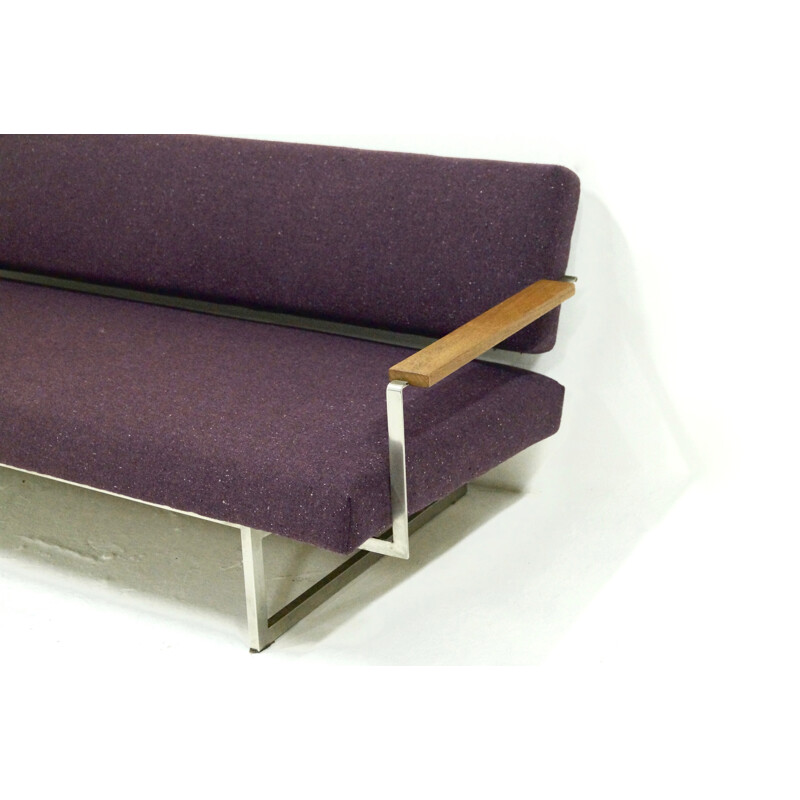 Dutch Gelderland "Lotus 25" daybed in metal and purple fabric, Rob PARRY - 1950s