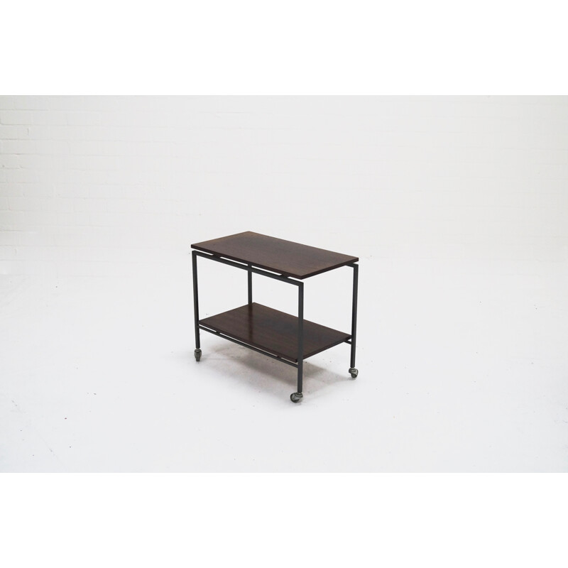 Mid-century serving trolley in rosewood and metal - 1960s