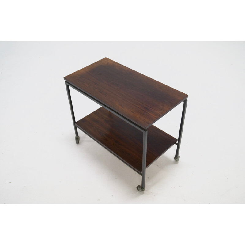 Mid-century serving trolley in rosewood and metal - 1960s