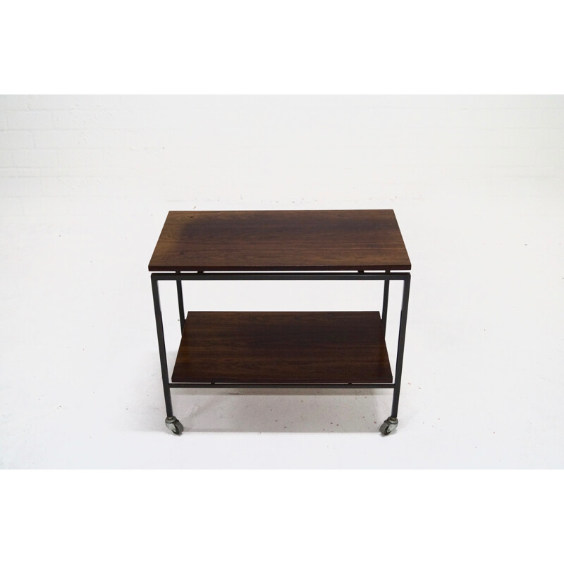 Mid-century serving trolley in rosewood and metal - 1960s