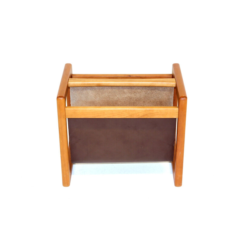 Vintage leather magazine rack by Aksel Kjersgaard, Denmark 1960