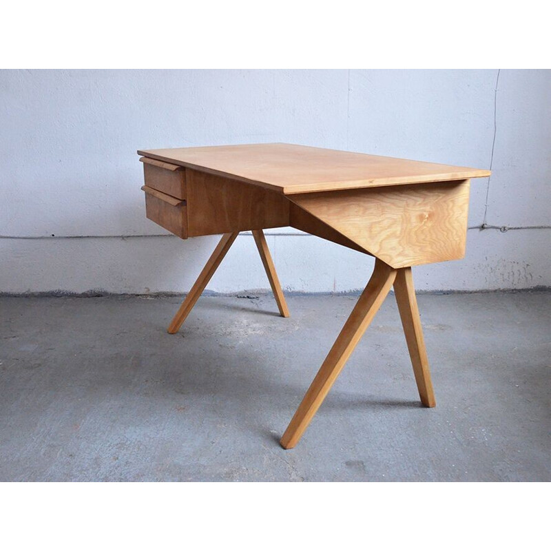 Dutch "EB02" desk in birch, Cees BRAAKMAN  - 1950s