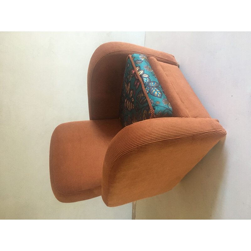 Vintage fluwelen clubfauteuil voor kinderen