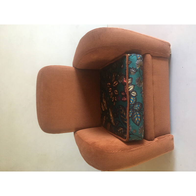 Vintage velvet club armchair for children