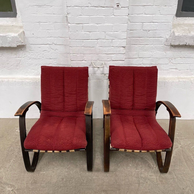 Pair of vintage armchairs by Jan Vaněk for Up Závody, 1930-1940s