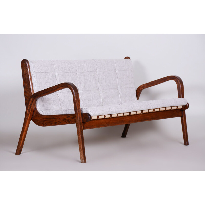 Mid century beechwood and reupholstered sofa by Jan Vanek, 1950s