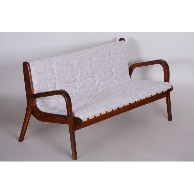Vintage-Sofa aus Buchenholz und gepolstert von Jan Vanek, 1950