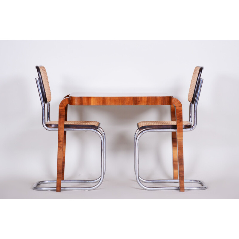 Paar vintage rotan en houten stoelen van Mercel Breuer, Duitsland 1930
