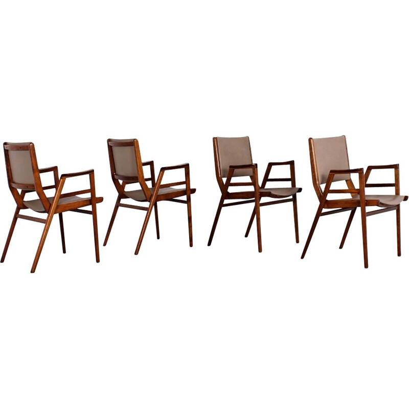 Set of 4 vintage dining chairs by Frantisek Jirák