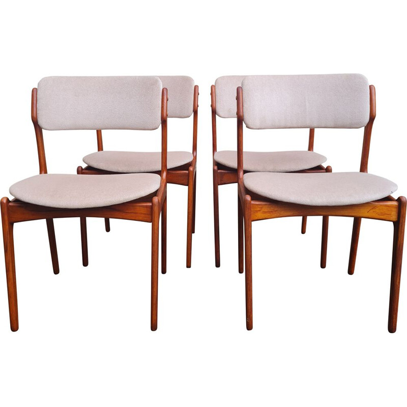 Set of 4 vintage model 49 teak dining chairs by Erik Buch for Oddense