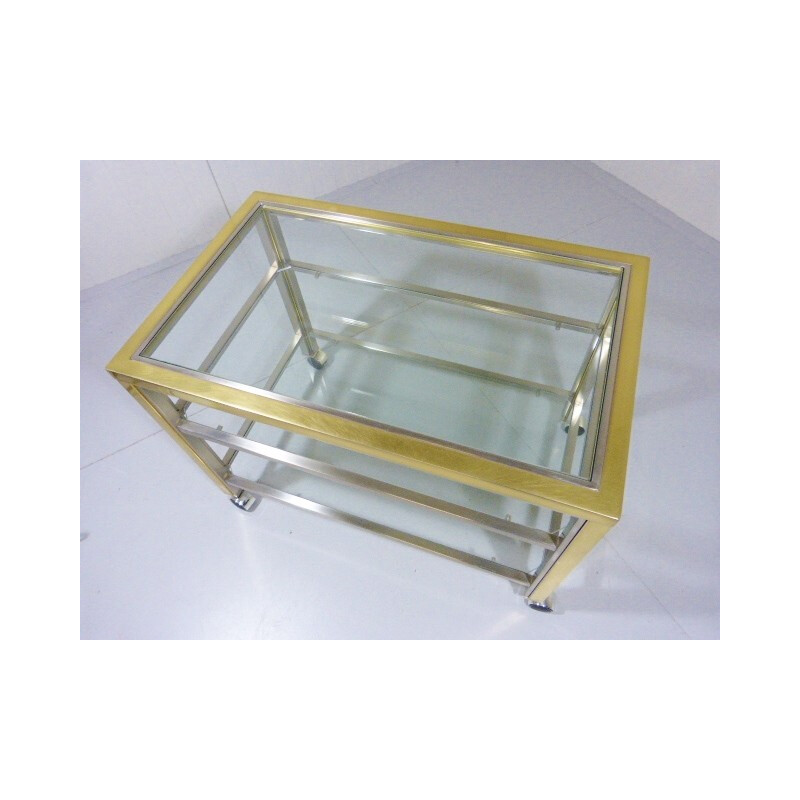 Maison Jansen glass and brass serving trolley - 1970s