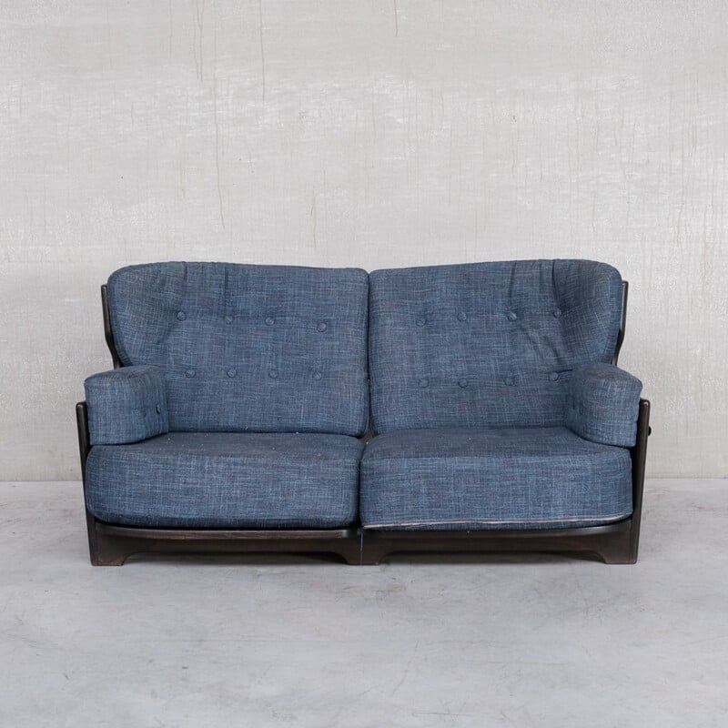 Oakwood mid-century "Denis" sofa by Guillerme et Chamrbon, France 1960s