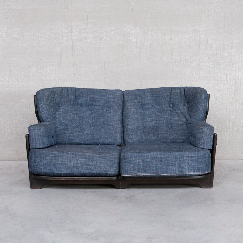 Oakwood mid-century "Denis" sofa by Guillerme et Chamrbon, France 1960s