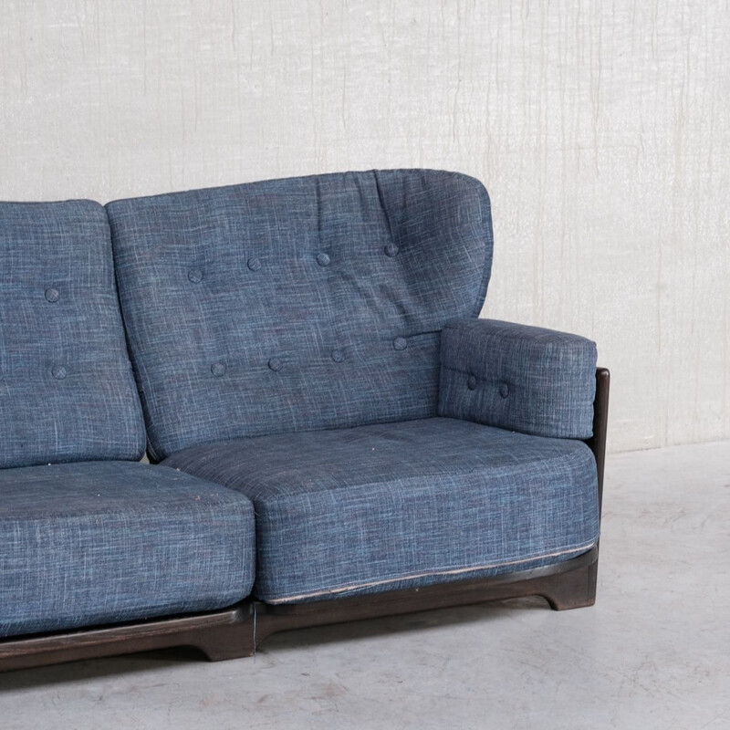 Oakwood mid-century "Denis" sofa by Guillerme et Chamrbon, France 1960s
