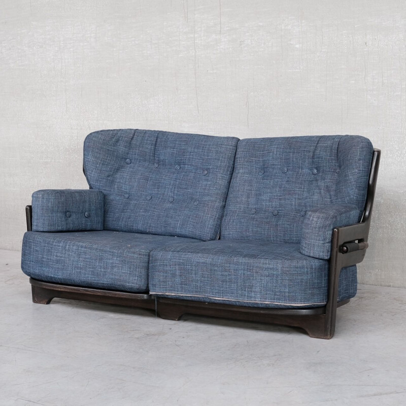 Oakwood mid-century "Denis" sofa by Guillerme et Chamrbon, France 1960s