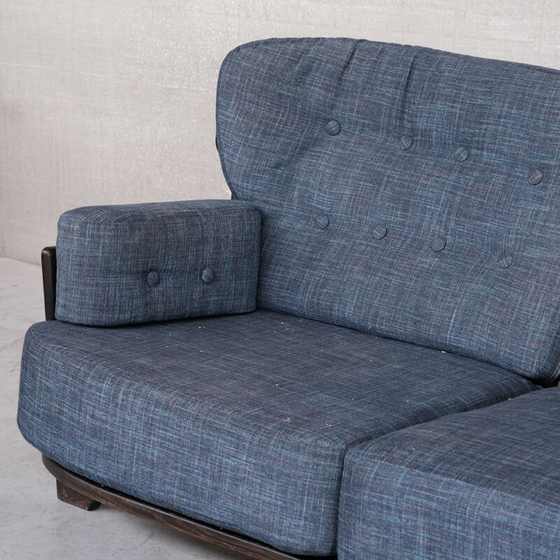 Oakwood mid-century "Denis" sofa by Guillerme et Chamrbon, France 1960s