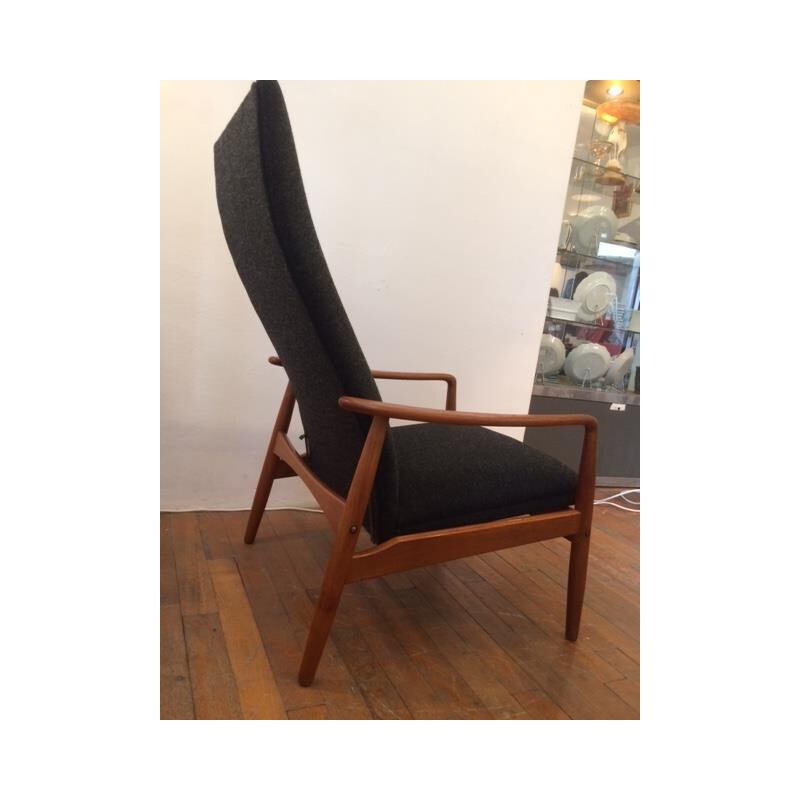 Danish armchair in teak and black fabric, Soren LADEFOGED - 1960s