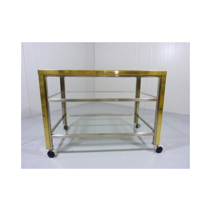 Maison Jansen glass and brass serving trolley - 1970s