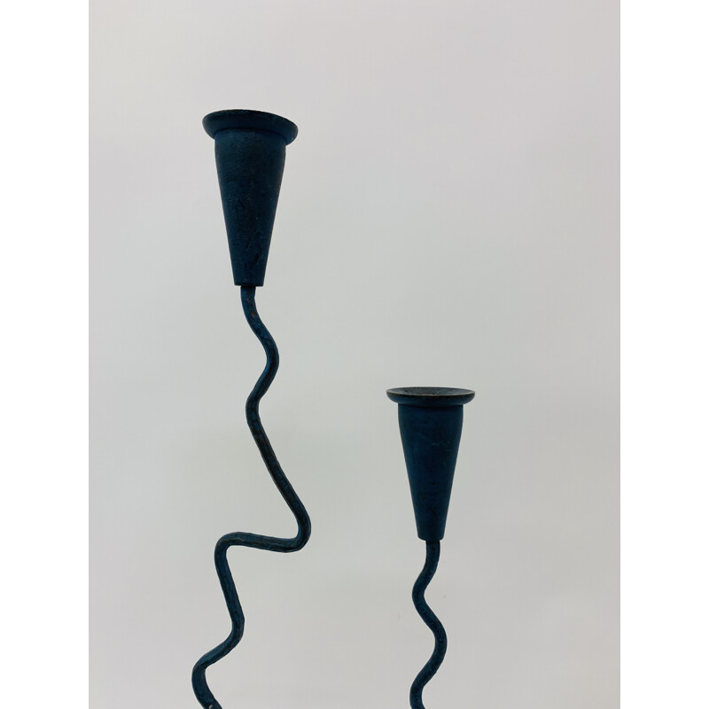 Pair of vintage memphis candle holders, 1980