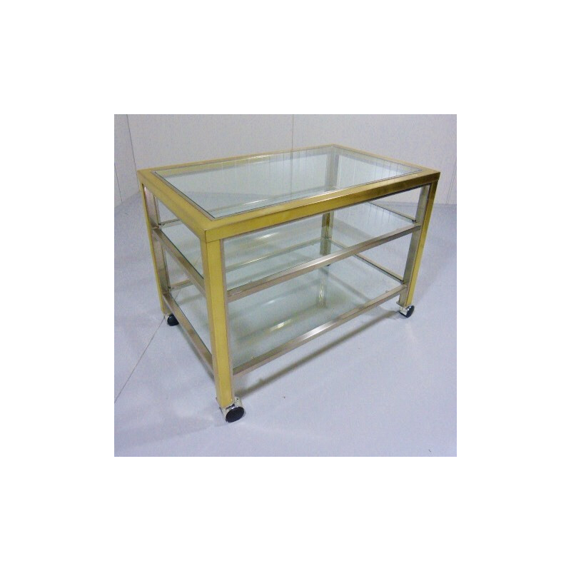 Maison Jansen glass and brass serving trolley - 1970s